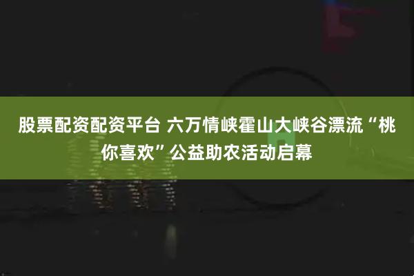 股票配资配资平台 六万情峡霍山大峡谷漂流“桃你喜欢”公益助农活动启幕